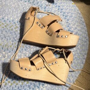 Loeffler Randall Beige Wedge Sandals